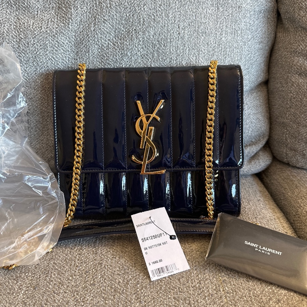 YSL Vicky patent wallet on chain